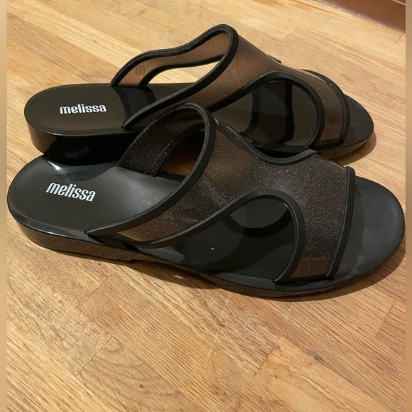 Melissa NEW Women's Black Glitter Sandals - Picture 3 of 4